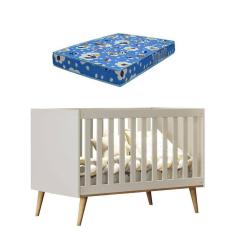 Berço Americano Ludmila Off White Bétula com Colchão Ortobom - Carolina Baby