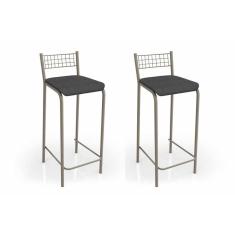 Kit 2 Banqueta De Cozinha Gênova B705nk Un Níquel/preto - Kappesberg