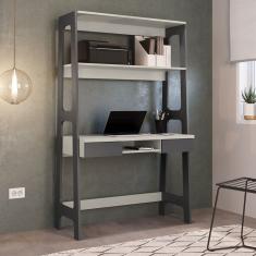 Escrivaninha para Escritório com Estante Primazzia Grafite/Off White