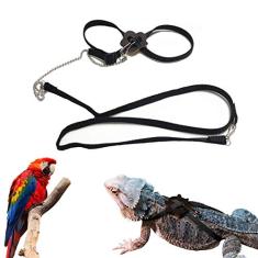 Coleira de lagarto com dragão barbudo, ajustável, para répteis, lagarto, arnês de papagaio, tartaruga, lagarto, adequado para lagartixa, hamster, gatinho, animais pequenos, caminhadas ao ar livre,