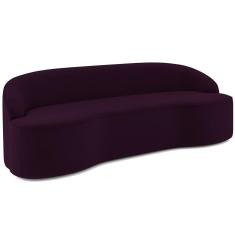 Sofá 3 Lugares Curvo Sala De Estar Living Lótus D02 Veludo Roxo 180 Cm C-292
