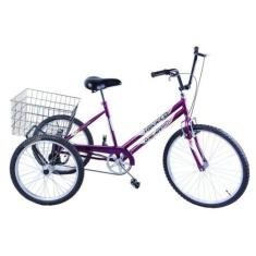 Bicicleta Triciclo Aro 26 Adulto Violeta - Dalannio Bike