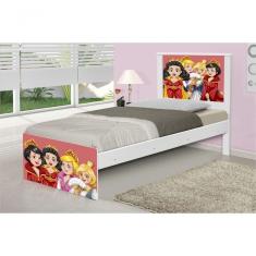 Cama Solteiro Adesivada Princesas Medievais Com Colchão