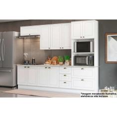 Kit de Cozinha Modulada 7 Peças Americana (2 Aéreos. 2 Balcões, 1 Paneleiro, 2 Complemento) Branco - Henn