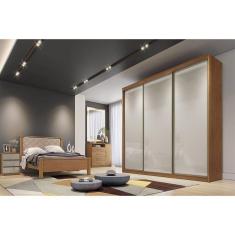 Guarda Roupa Casal 3 Portas De Correr E 8 Gavetas Diamond-londres Cumaru-fendi