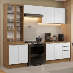 Armário de Cozinha Completa 270cm Rustic/Branco Veludo Lux Madesa 04
