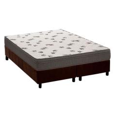 Cama Box King: Colchão Espuma D45 Ortobom Light Saúde Ortopilow + Base crc Suede Brown(186x198)