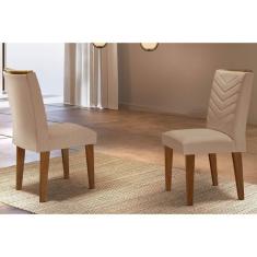Cadeira Sala De Jantar Londrina Kit 2 Un Imbuia/linho Bouclê Creme - Rufato