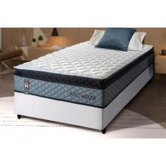 Conjunto Cama Box Espuma Chicago Cinza Solteiro 88x188x57 - King House