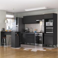 Armário De Cozinha Com Bancada-mesa Gourmet Veneza Multimóveis MP2174 Preto