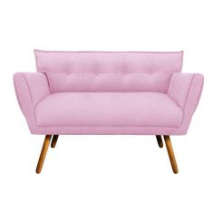 Sofá Retrô Namoradeira Anitta Suede Rosa Bebê