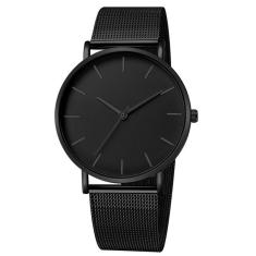 Relógio Masculino Ultrafino Black Quartz Malha De Aço