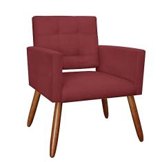 Poltrona Decorativa Camila Pés Palito Suede Bordô - DS Estofados