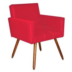 Poltrona Decorativa Pés Palito Vitoria Suede Vermelho - Kasa Sofá