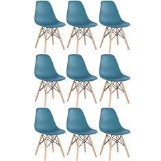 Loft7, Kit - 9 x cadeiras Charles Eames Eiffel Dsw - Base de madeira clara - Turquesa