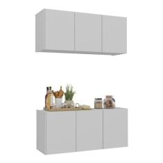 Kit Armário de Cozinha e Balcão 3 Portas Multimóveis Mp2164 Branco