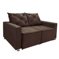 Sofá Retrátil e Reclinável 2 lugares Bariloche 1,50cm c/Molas Suede Marrom Castor