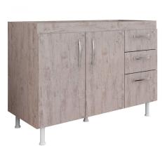 Balcão Gabinete De Pia Sem Tampo 120cm Nathan 2 Portas Rústico - Ssx Multicoisas Cor Marrom