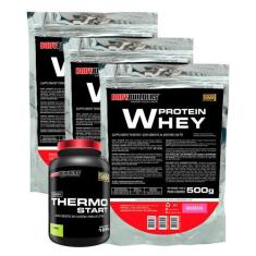 KIT 3x Whey Protein 500g + Thermo Starter Powder 120g Limão - Bodybuil