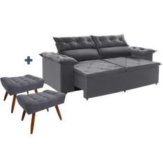 Conjunto Sofá Compact 2 metros retrátil e reclinável com Molas Espirai