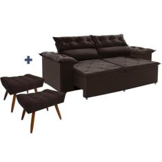 Conjunto Sofá Compact 2 metros retrátil e reclinável com Molas Espirai