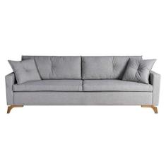 Sofá 3 Lugares Viena Linho Cinza 230 cm - Keva