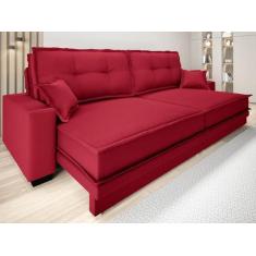 Sofá Palermo 2,40m Assento Retrátil e Reclinável Velosuede Vermelho - 