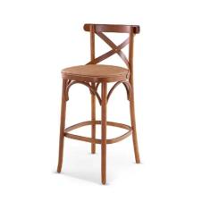 Banqueta X Estofada com Encosto Anatômico Madeira Imbuia