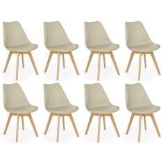 Conjunto 08 Cadeiras Eames Wood Leda Design - Nude