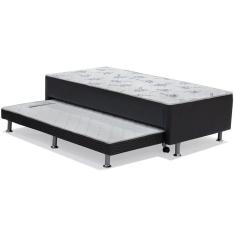 Cama Box Conjugado Solteiro Cama Auxiliar (88x188x37) - Ortobom Preto