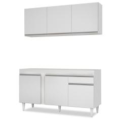 Armário Aéreo Argélia E Balcão Para Pia 150cm Dakota Branco - Lumil Móveis