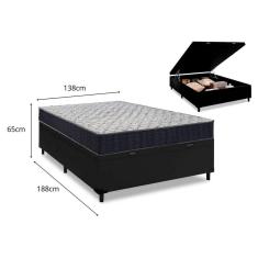 Cama Box Baú Casal Preto + Colchão De Espuma D45 - Ortobom - Airtech 150 60x138x188cm