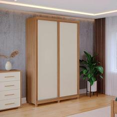 Guarda Roupa Solteiro 2 Portas 2 Gavetas Dalas Móveis Fazzio Freijó/off White