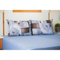 Jogo Lençol Casal Doce Vida Maringá 3 Peças Algodão Azul