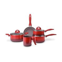 Jogo De Panelas Ceramic Life Brinox Magnólia 5 Peças Vermelho