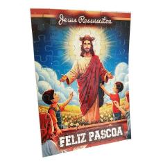 Quebra-Cabeça Infantil Jesus Vive 60 Peças + Chaveiro E