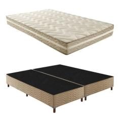 Box Queen Florença 42x158x198cm cm Colchão Queen Unique D33 Plus Duoface 20x158x198cm Rustico Bege