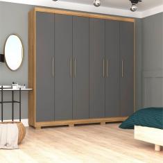 Guarda-Roupa Casal 6 Portas com 6 Gavetas Sevilla Marrom/Alasca