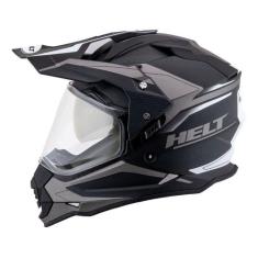 Capacete Helt Cross Vision Glass Com Óculos Interno, Titanium / Cinza-