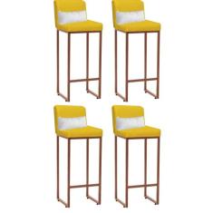 Kit 04 Banqueta Alta com Encosto Lucca Industrial Cozinha Balcão Ferro