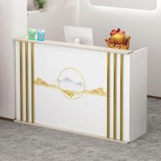 Mesa de balcão de recepção moderna, balcão de varejo para caixa com gavetas, pequena mesa de recepção de beleza, estação de trabalho de computador para salão, saguão, escritório, para loja de