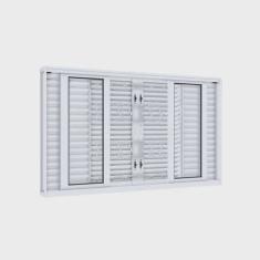 Janela de Aço Veneziana 100x150cm 6 Folhas com Grade Mosaico Facilita Lucasa