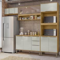 Cozinha Modulada Verace 4 Peças com Aéreo 1200 Porta de Vidro e Tampo