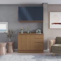 Kit de Cozinha 2 Balcões com Tampo de Madeira