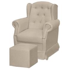 Poltrona De Amamentação Letícia Com Balanço E Puff Suede Bege - Phoenix Baby Suede Bege