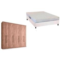 Cama Box Casal + Colchão Frontier Herval + Guarda Roupa Master Vip 8.4