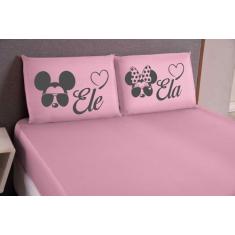 Kit Jogo de Lençol Casal King Box Hipercal Macio Estampado Ele/Ela Cor