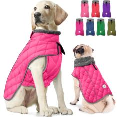 Fragralley Casaco para cães, casaco de inverno impermeável à prova de vento, casaco refletivo para clima frio para cães com orifício para arnês, colete de lã quente para cães pequenos, médios e