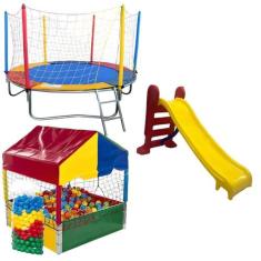 Cama Elástica Pula Pula 2,30m Piscina de Bolinhas 1,00m 500 Bolinhas C