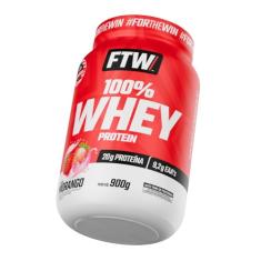 FTW 100% Whey Protein com Proteína Concentrada WPC, Suplemento Alimentar Pós-Treino em Pó com Fonte de Proteína do Soro do Leite, Alto Valor Biológico, Sem Glúten – Pote 900g (Sabor Morango)